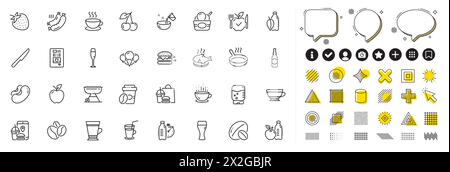 Set mit Symbolen für Bohnen, Bierglas und gegrillte Würstchen für die Web-App. Piktogrammsymbol Vektor Stock Vektor