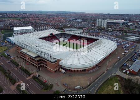 Eine Luftaufnahme des Stadions of Light von Sunderland AFC in Sunderland, County Durham, England am Sonntag, den 3. März 2024 (Foto: Michael Driver | MI News) Stockfoto