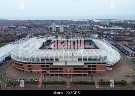 Eine Luftaufnahme des Stadions of Light von Sunderland AFC in Sunderland, County Durham, England am Sonntag, den 3. März 2024 (Foto: Michael Driver | MI News) Stockfoto