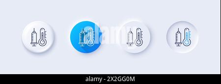 Thermometer mit Symbol für Impfstofflinie. Temperaturdiagnosezeichen. Zeilensymbole. Vektor Stock Vektor