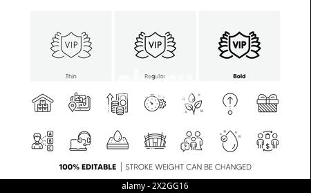 Symbole für Aufpumpen, Zahnradtimer und wasserdichte Matratzenlinien. Für Web-App drucken. Zeilensymbole. Vektor Stock Vektor