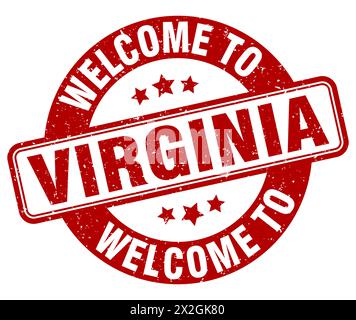 Willkommen bei Virginia Stamp. Rundes Virginia-Schild isoliert auf weißem Hintergrund Stock Vektor