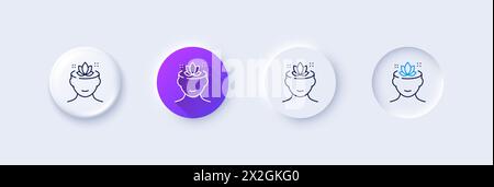 Yoga Mindline-Symbol. Meditationslotuszeichen. Zeilensymbole. Vektor Stock Vektor