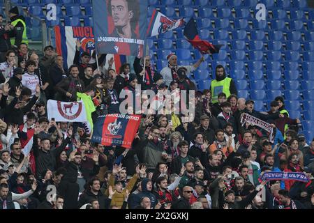 Roma, Italien. April 2024. Fans von Bologna während des Fußballspiels der Serie A Tim zwischen Roma und Bologna im Olympiastadion in Rom, Italien - Samstag, 22. April 2024 - Sport Soccer ( Foto: Alfredo Falcone/LaPresse ) Credit: LaPresse/Alamy Live News Stockfoto