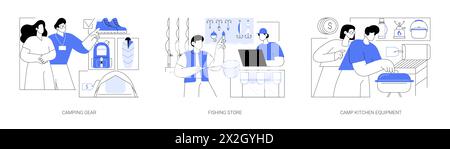 Outdoor Equipment Store isolierte Cartoon Vektor Illustrationen se Stock Vektor
