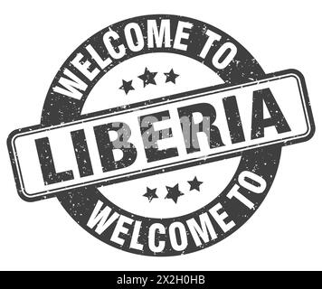 Willkommen bei Liberia. Rundes Liberia-Schild isoliert auf weißem Hintergrund Stock Vektor