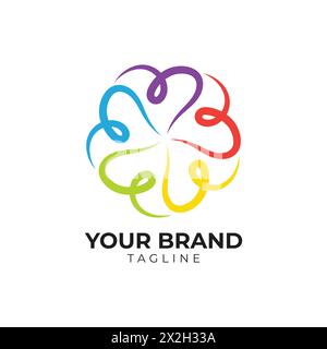 community Bunte Herzen Logo-Vorlage Stock Vektor