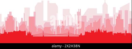 Rotes Poster mit Panoramablick auf die Skyline von BUDAPEST, UNGARN Stock Vektor