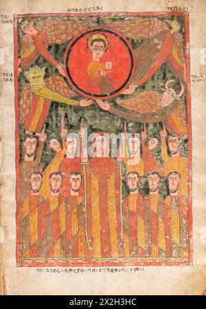 Beleuchtetes Evangelium - Amhara-Völker - die Acension - Ende des 14. Bis Anfang des 15. Jahrhunderts Stockfoto