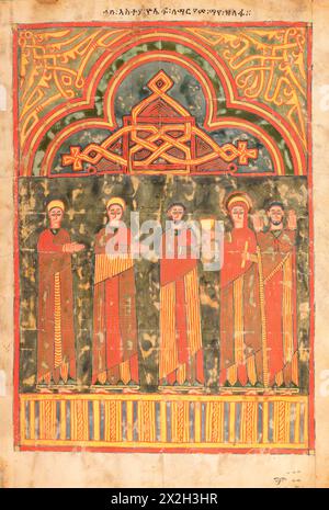 Beleuchtetes Evangelium - Amhara-Völker - die Prüfung auf dem Wasser - Ende des 14. Bis Anfang des 15. Jahrhunderts Stockfoto