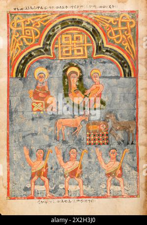 Beleuchtetes Evangelium - Amhara-Völker - die Geburt - Ende des 14. Bis Anfang des 15. Jahrhunderts Stockfoto