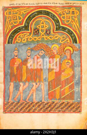 Beleuchtetes Evangelium - Amhara-Völker - die Anbetung der Könige - Ende des 14. Bis Anfang des 15. Jahrhunderts Stockfoto