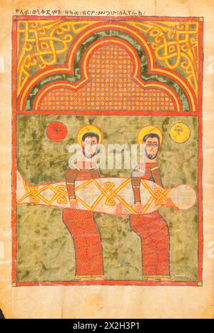 Beleuchtetes Evangelium – Amhara-Völker – die Grabstätte Christi – Ende des 14. Bis Anfang des 15. Jahrhunderts Stockfoto