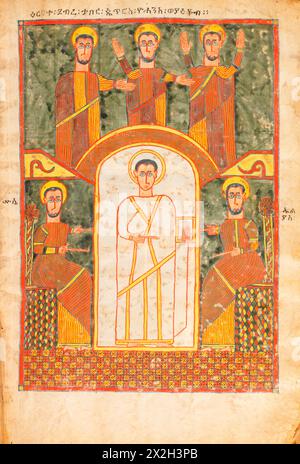 Beleuchtetes Evangelium – Amhara-Völker – die Verklärung Christi – Ende des 14. Bis Anfang des 15. Jahrhunderts Stockfoto