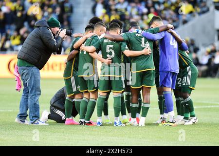 Columbus, Ohio, USA. April 2024. Die Portland Timbers vor dem Auftakt gegen die Columbus Crew in ihrem Spiel in Columbus, Ohio. Brent Clark/Cal Sport Media/Alamy Live News Stockfoto