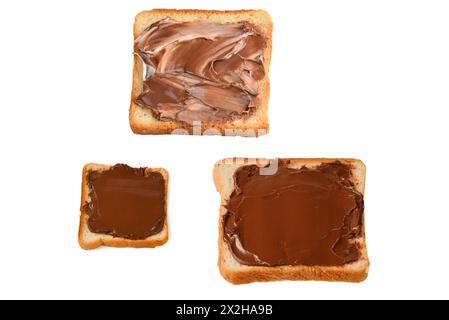 Сhocolate Paste Sandwich isoliert auf weißem Hintergrund. Stockfoto