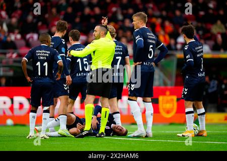 Farum, Dänemark. April 2024. Superliga-Spiel zwischen FC Nordsjaelland und AGF rechts zum Dream Park in Farum am 22. April 2024. (Foto: Ida Marie Odgaard/Scanpix 2024) Credit: Ritzau/Alamy Live News Stockfoto