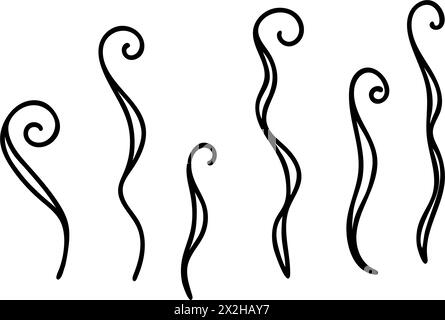 Algen, Algen. Gewellte Pflanzen Vektor-Illustration in einfacher Doodle-Art isoliert auf weißem Hintergrund. Stock Vektor