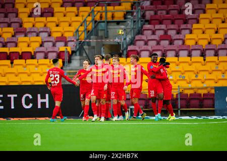 Farum, Dänemark. April 2024. Superliga-Spiel zwischen FC Nordsjaelland und AGF rechts zum Dream Park in Farum am 22. April 2024. (Foto: Ida Marie Odgaard/Scanpix 2024) Credit: Ritzau/Alamy Live News Stockfoto