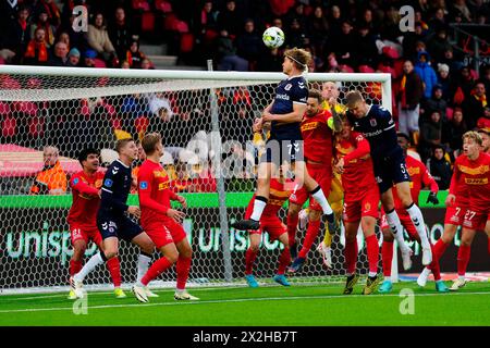 Farum, Dänemark. April 2024. Superliga-Spiel zwischen FC Nordsjaelland und AGF rechts zum Dream Park in Farum am 22. April 2024. (Foto: Ida Marie Odgaard/Scanpix 2024) Credit: Ritzau/Alamy Live News Stockfoto