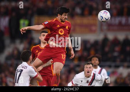 Rom, Italien. April 2024. Sardar Azmoun von AS Roma während des Fußballspiels der Serie A zwischen AS Roma und Bologna FC im Olimpico-Stadion in Rom (Italien), 22. April 2024. Quelle: Insidefoto di andrea staccioli/Alamy Live News Stockfoto