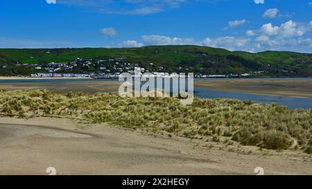 Aberdyfi, Gwynedd vom Ynyslas Beach Stockfoto