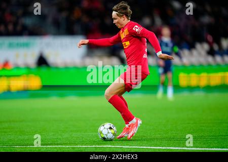 Farum, Dänemark. April 2024. Superliga-Spiel zwischen FC Nordsjaelland und AGF rechts zum Dream Park in Farum am 22. April 2024. (Foto: Ida Marie Odgaard/Scanpix 2024) Credit: Ritzau/Alamy Live News Stockfoto