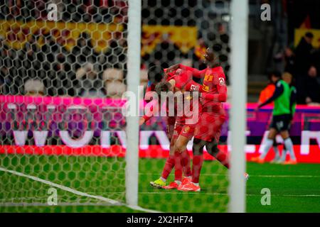 Farum, Dänemark. April 2024. Superliga-Spiel zwischen FC Nordsjaelland und AGF rechts zum Dream Park in Farum Montag, den 22. April 2024. (Foto: Ida Marie Odgaard/Scanpix 2024) Credit: Ritzau/Alamy Live News Stockfoto