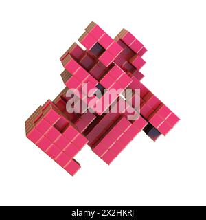 Abstrakte Würfelstruktur isoliert auf weißem Hintergrund. 3D-Rendering Stockfoto