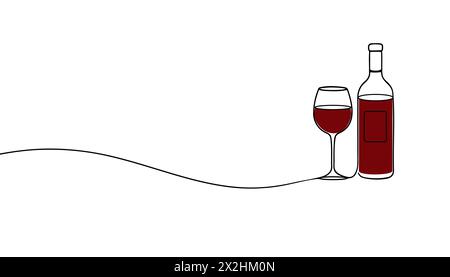 Skizze einer einzeiligen Zeichnung in Wein. Stock Vektor