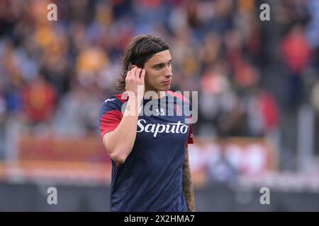 Stadio Olimpico, Rom, Italien. April 2024. Fußball der Serie A; Roma gegen Bologna; Riccardo Calafiori von Bologna FC Credit: Action Plus Sports/Alamy Live News Stockfoto