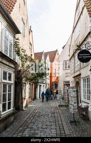 Gasse mit historischen Häusern, Schnoorviertel, Schnoor, Altstadt, Hansestadt Bremen, Deutschland Stockfoto