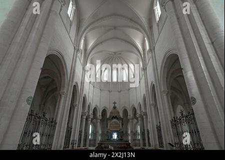 Chor mit Rippengewölbe im ehemaligen Zisterzienserkloster Pontigny, Pontigny Abbey wurde 1114 in Pontigny, Bourgogne, Frankreich gegründet Stockfoto