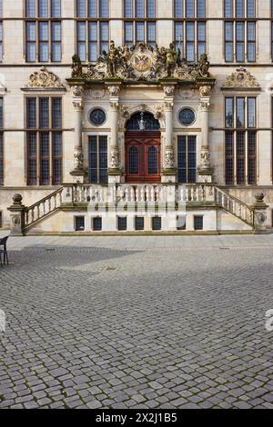 Eintritt zum Schuetting, der Industrie- und Handelskammer IHK für Bremen und Bremerhaven auf dem Marktplatz in Bremen, Hansestadt, Land Stockfoto