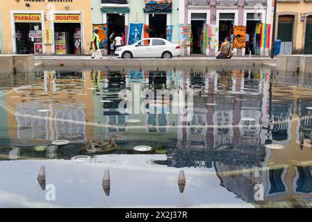 Salvador, Bahia, Brasilien - 23. März 2019: Blick auf Pelourinho, historisches Zentrum der Stadt Salvador, Bahia. Stockfoto