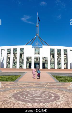 Haupteingang zum Parlamentsgebäude, Capital Hill, Parlamentsdreieck, Canberra, Australian Capital Territory, Australien Stockfoto