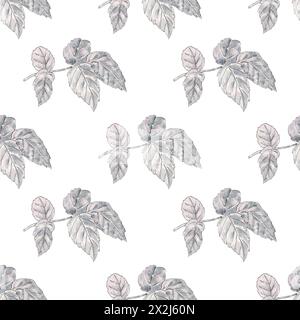 Rose Pfingstrose rosa Blätter nahtloses Muster Aquarell Vintage Handzeichnung Illustration in botanischem Stile. Kunstdruck für Design-Hochzeitseinladungen Stockfoto