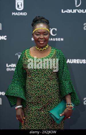 Madrid, Madrid, Spanien. April 2024. Tegla Loroupe nimmt am 22. April 2024 an den Laureus World Sports Awards Madrid 2024 – Roter Teppich im Palacio de Cibeles in Madrid, Spanien Teil (Foto: © Jack Abuin/ZUMA Press Wire) NUR ZUR REDAKTIONELLEN VERWENDUNG! Nicht für kommerzielle ZWECKE! Quelle: ZUMA Press, Inc./Alamy Live News Stockfoto