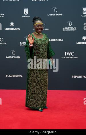 Madrid. Spanien. 20240422 nimmt Tegla Loroupe am 22. April 2024 in Madrid an den Laureus World Sports Awards Madrid 2024 – Roter Teppich im Palacio de Cibeles Teil. Credit: MPG/Alamy Live News Stockfoto