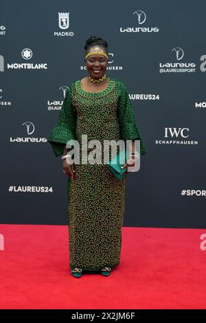 Madrid. Spanien. 20240422 nimmt Tegla Loroupe am 22. April 2024 in Madrid an den Laureus World Sports Awards Madrid 2024 – Roter Teppich im Palacio de Cibeles Teil. Credit: MPG/Alamy Live News Stockfoto