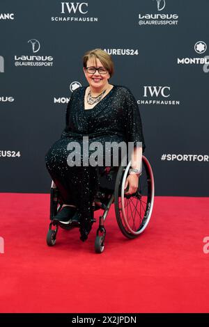Madrid. Spanien. 20240422 nimmt Tanni Grey-Thompson am 22. April 2024 in Madrid an den Laureus World Sports Awards Madrid 2024 – Roter Teppich im Palacio de Cibeles Teil Stockfoto