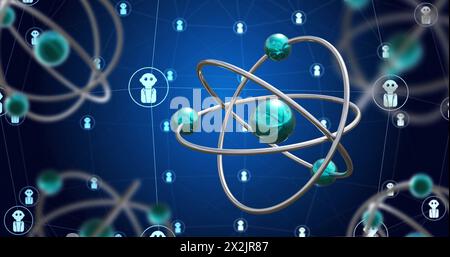 Bild von Verbindungsnetzwerken, wissenschaftlicher Datenverarbeitung und KI-Symbolen Stockfoto