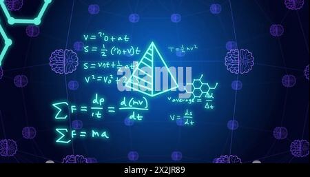 Bild der wissenschaftlichen Datenverarbeitung und KI-Symbole Stockfoto