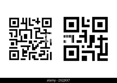 Illustration des falschen QR-Codes und des Barcode-Satzes. Stock Vektor