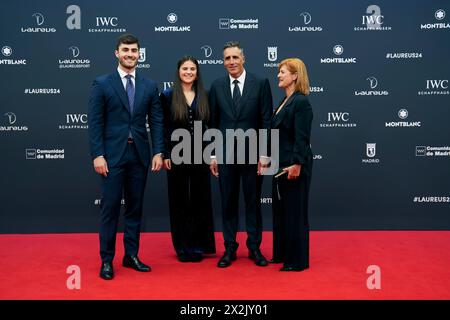 Madrid, Madrid, Spanien. April 2024. Miguel Indurain, Marisa Lopez de Goicoechea nimmt am 22. April 2024 in Madrid, Spanien, an den Laureus World Sports Awards Madrid 2024 Teil – Roter Teppich im Palacio de Cibeles (Foto: © Jack Abuin/ZUMA Press Wire) NUR ZUR REDAKTIONELLEN VERWENDUNG! Nicht für kommerzielle ZWECKE! Quelle: ZUMA Press, Inc./Alamy Live News Stockfoto
