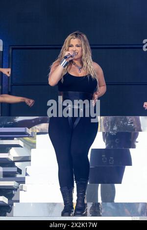 Indio, USA. April 2024. Bebe Rexha während des Coachella Music Festivals im Empire Polo Club am 21. April 2023 in Indio, Kalifornien (Foto: Daniel DeSlover/SIPA USA) Credit: SIPA USA/Alamy Live News Stockfoto