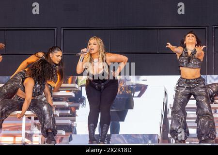 Indio, USA. April 2024. Bebe Rexha während des Coachella Music Festivals im Empire Polo Club am 21. April 2023 in Indio, Kalifornien (Foto: Daniel DeSlover/SIPA USA) Credit: SIPA USA/Alamy Live News Stockfoto