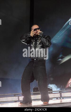 Indio, USA. April 2024. J Balvin während des Coachella Music Festivals im Empire Polo Club am 21. April 2023 in Indio, Kalifornien (Foto: Daniel DeSlover/SIPA USA) Credit: SIPA USA/Alamy Live News Stockfoto