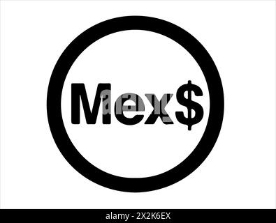 Mexikanischer Peso Währungszeichen Silhouette Stock Vektor