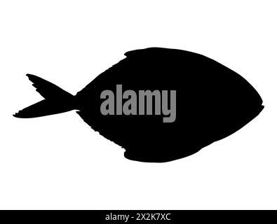 Pomfret Fisch Silhouette Vektorkunst Stock Vektor